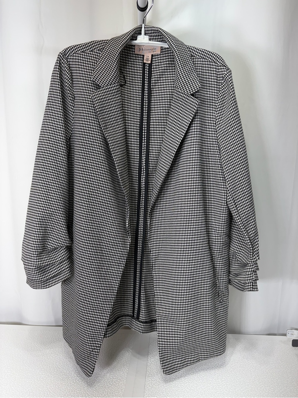 Philosophy Houndstooth Longline Blazer in Black and White 4264